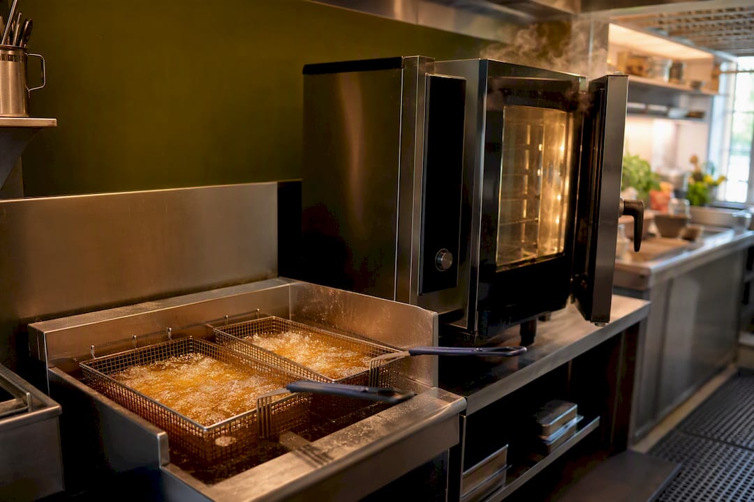 Deep fryer and convection oven contrasting cooking types