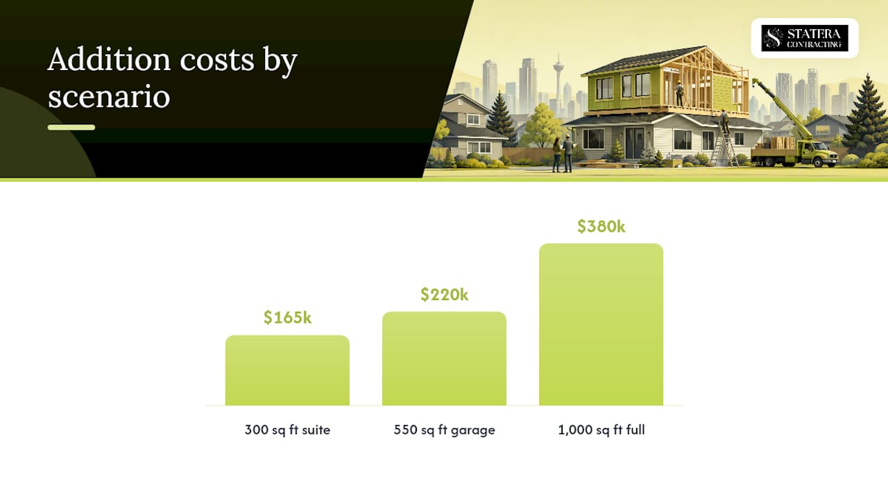Cost comparison diagram for second storey addition scenarios