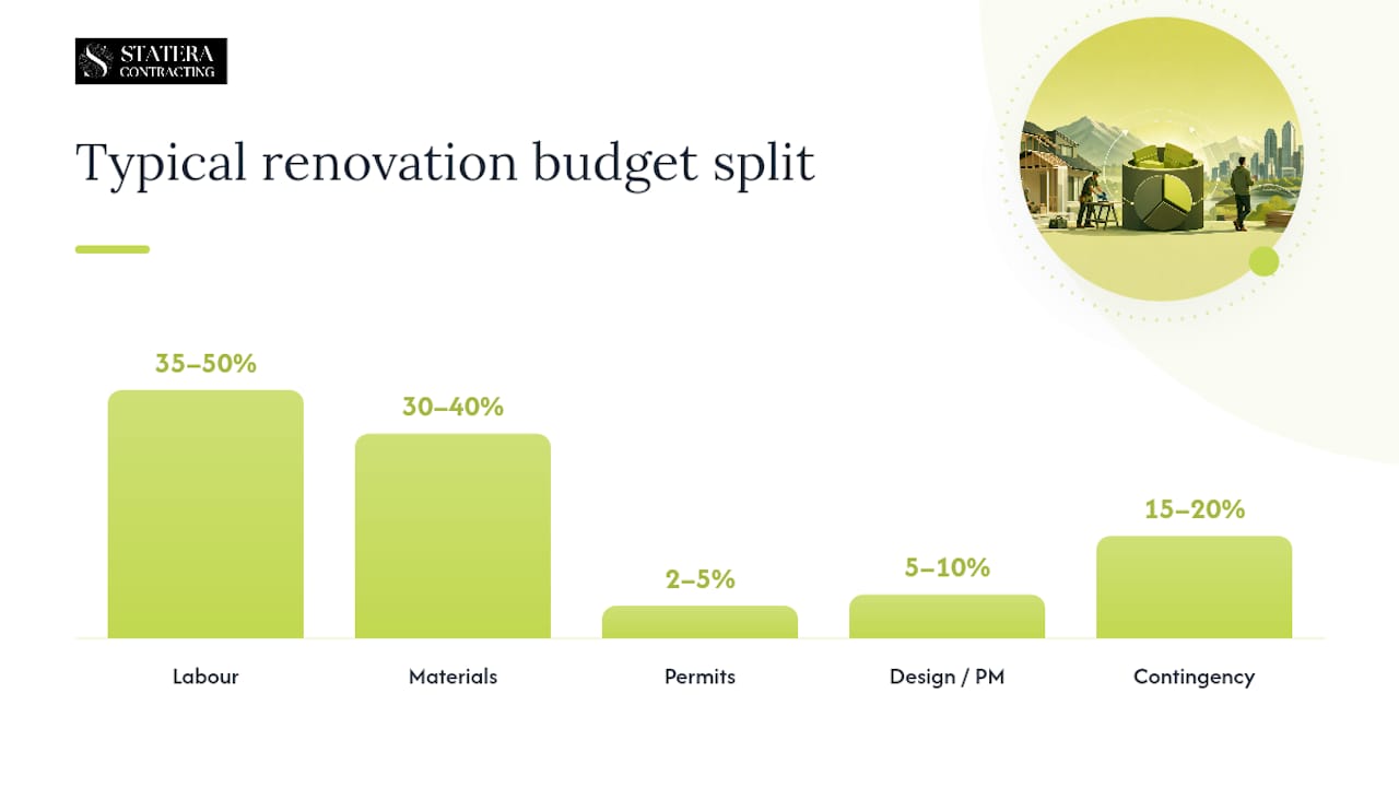 Renovation budget percentage breakdown