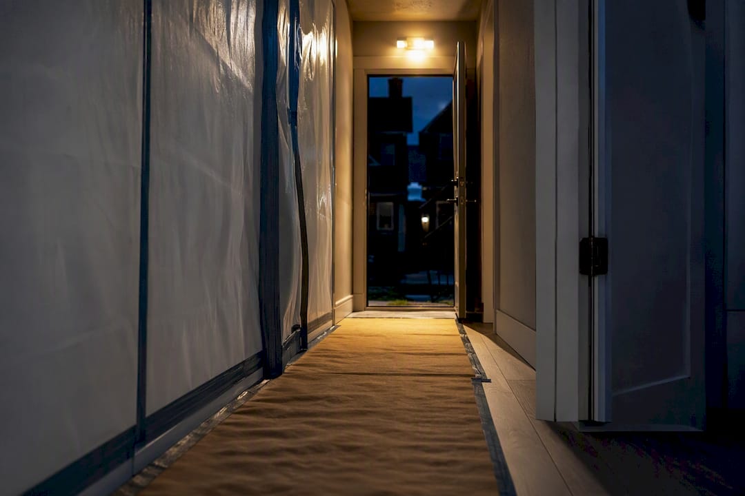 Clear emergency route beside renovation containment