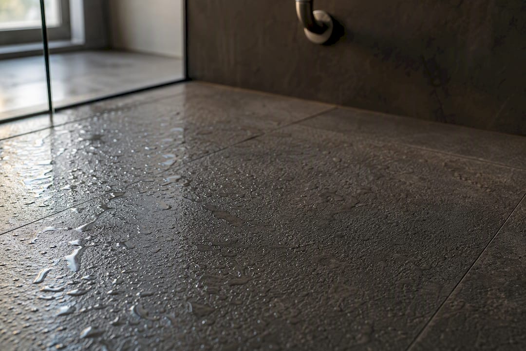 Textured matte tile in wet shower