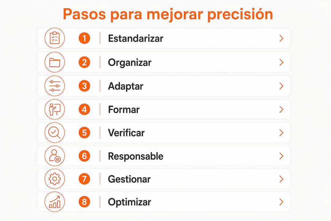 Infografía con recomendaciones clave para lograr una mayor precisión en la gestión de pedidos