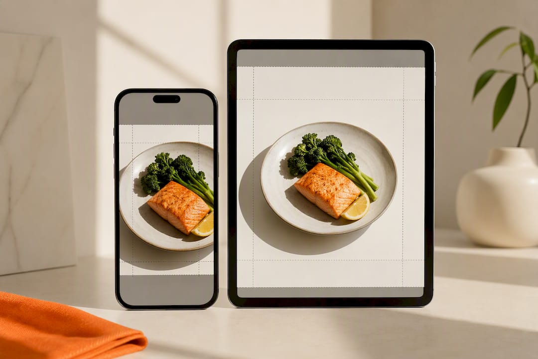 Mismo plato adaptado para móvil y tablet
