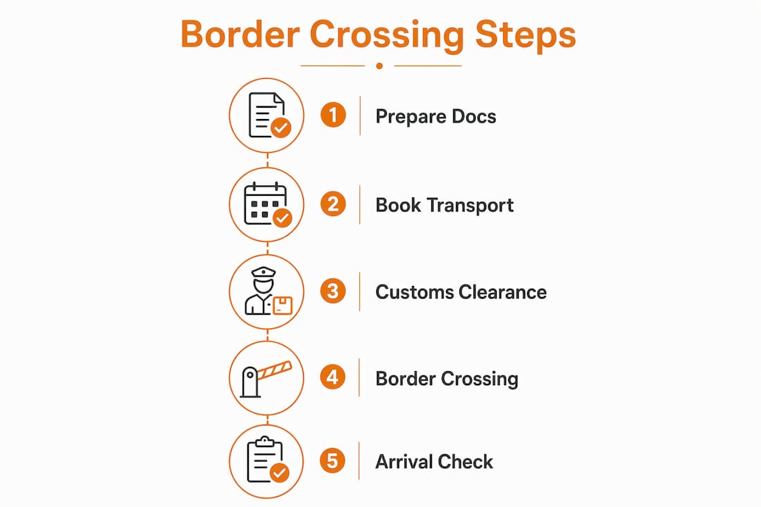 Infographic outlining key border crossing steps