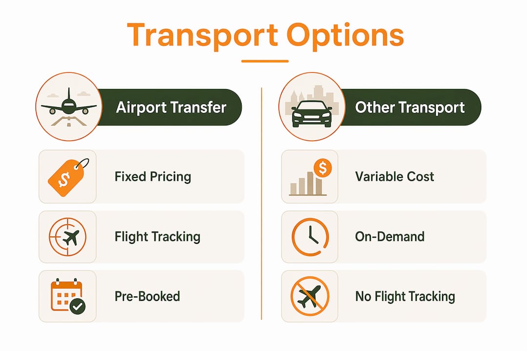 Infographic comparing airport transfers and other transport