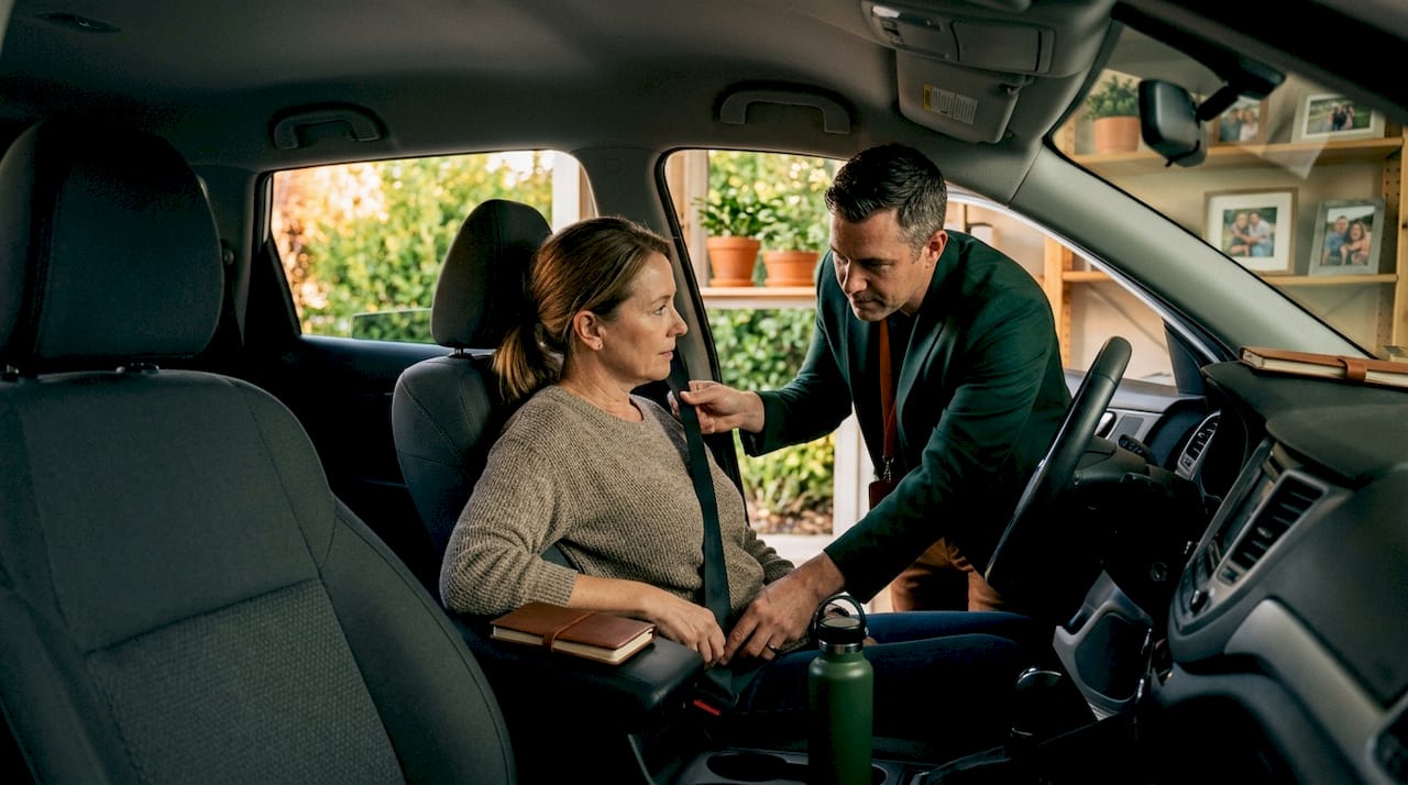 Designated driver buckling seatbelt in private vehicle