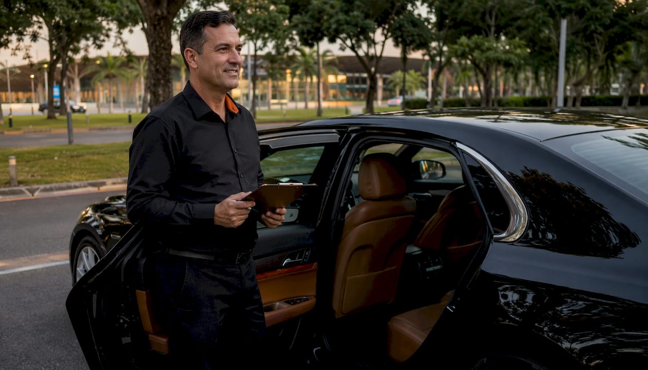 Private transfer driver ready with sedan at Paraguay airport