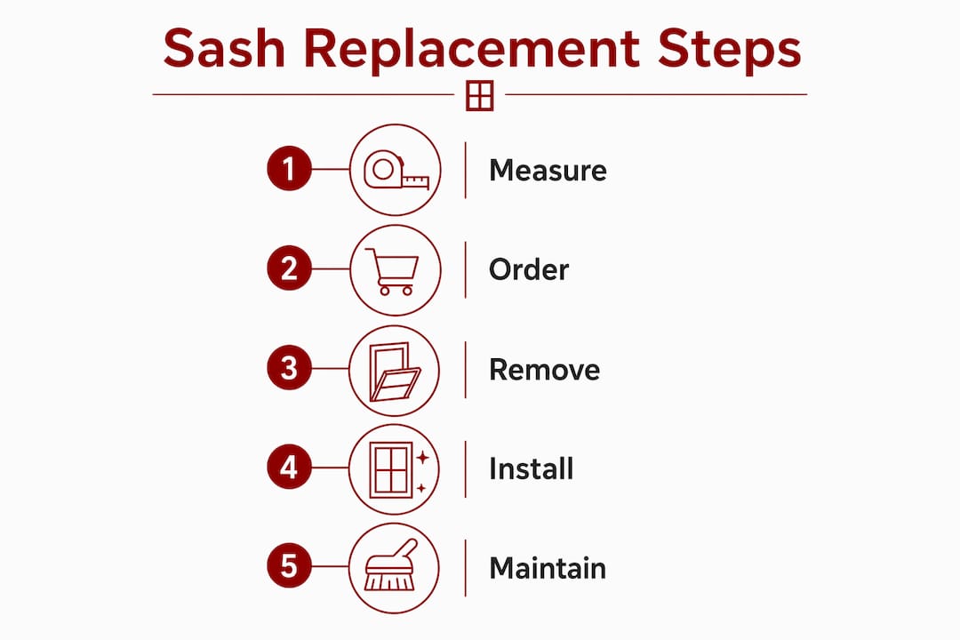 Infographic showing window sash replacement steps