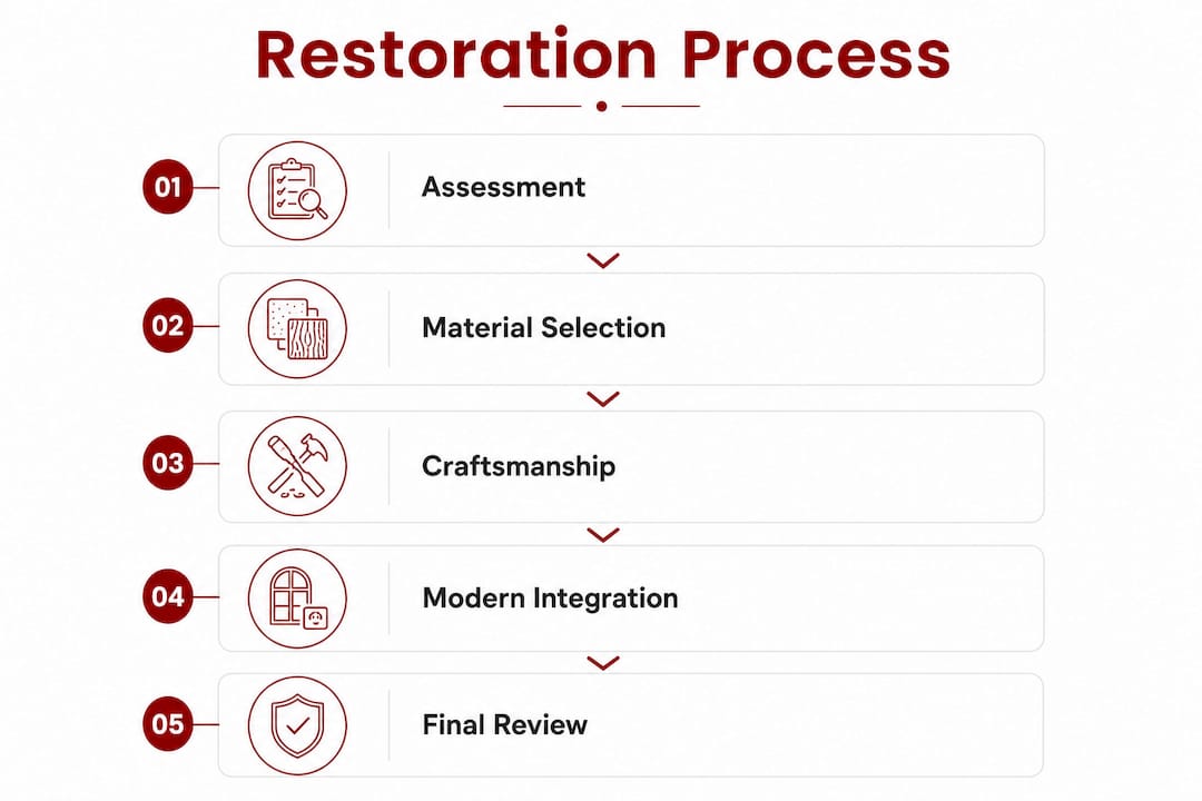 Infographic depicting stages of historic restoration process