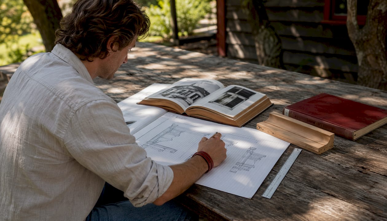 Architect sketching historic trim designs