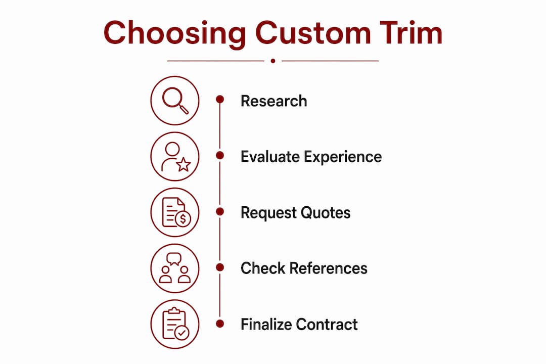 Infographic outlining steps to choose custom trim provider