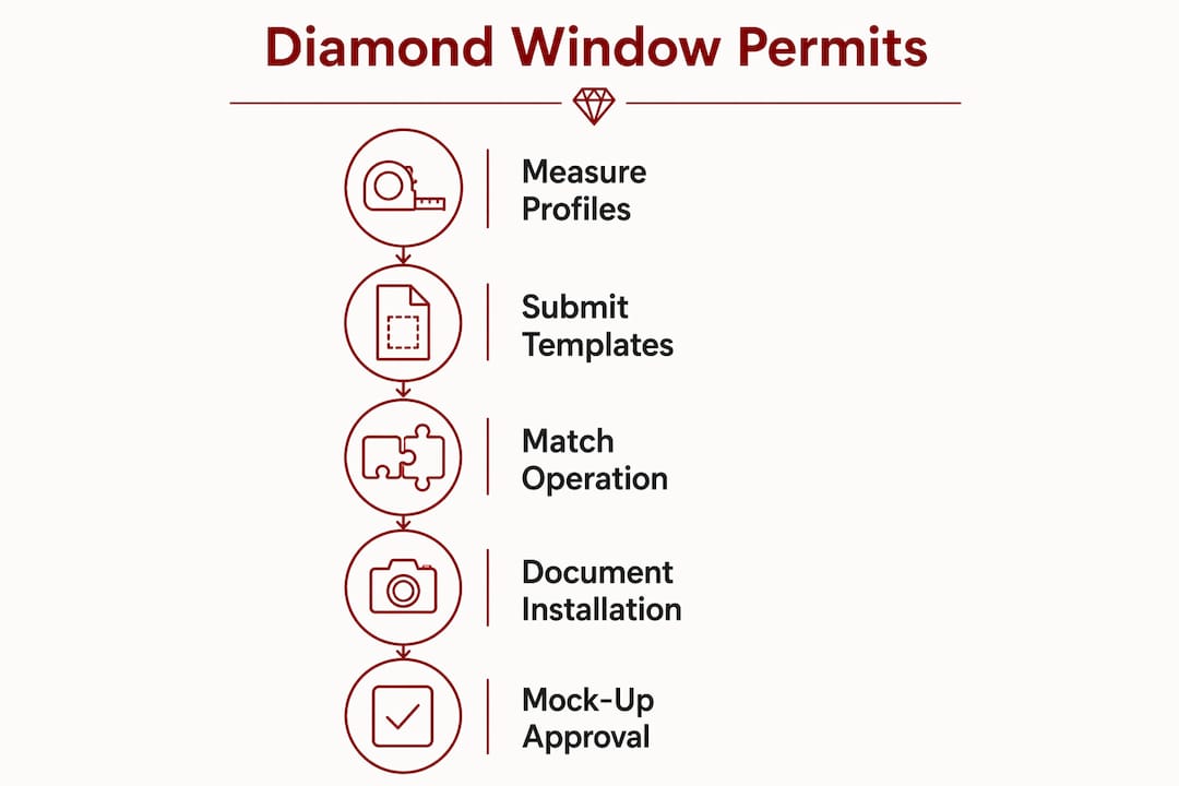Infographic outlining diamond window permit steps