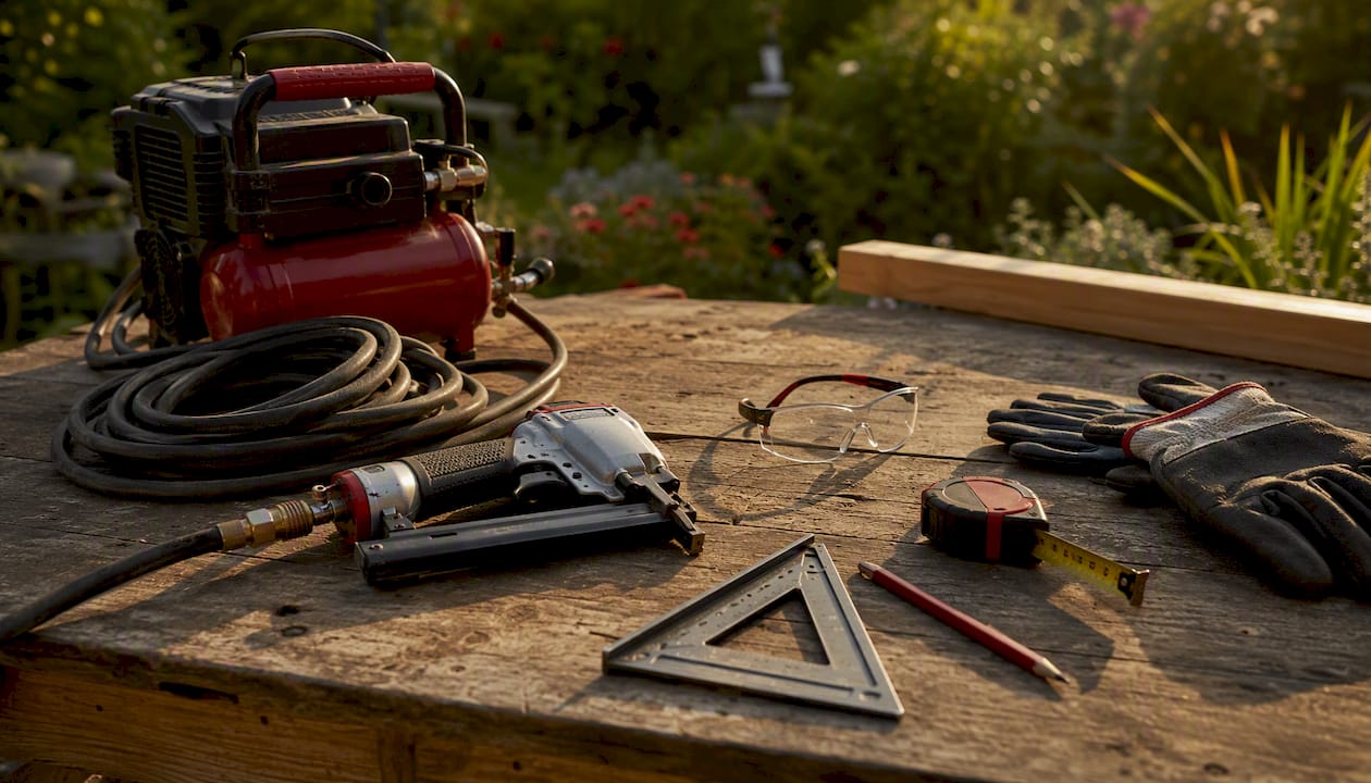 Workbench with tools for window casing installation