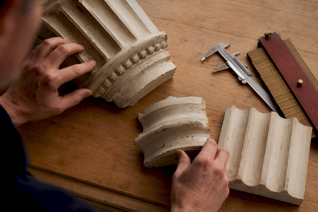 Cropped column details showing fluting and profiles