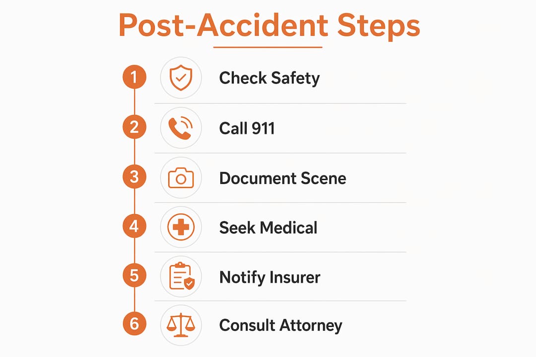 Infographic outlining steps after car accident
