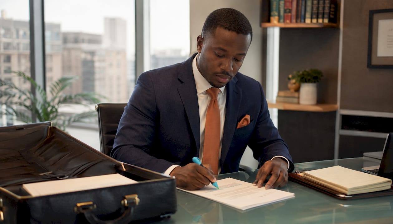 Hands reviewing real estate purchase agreement