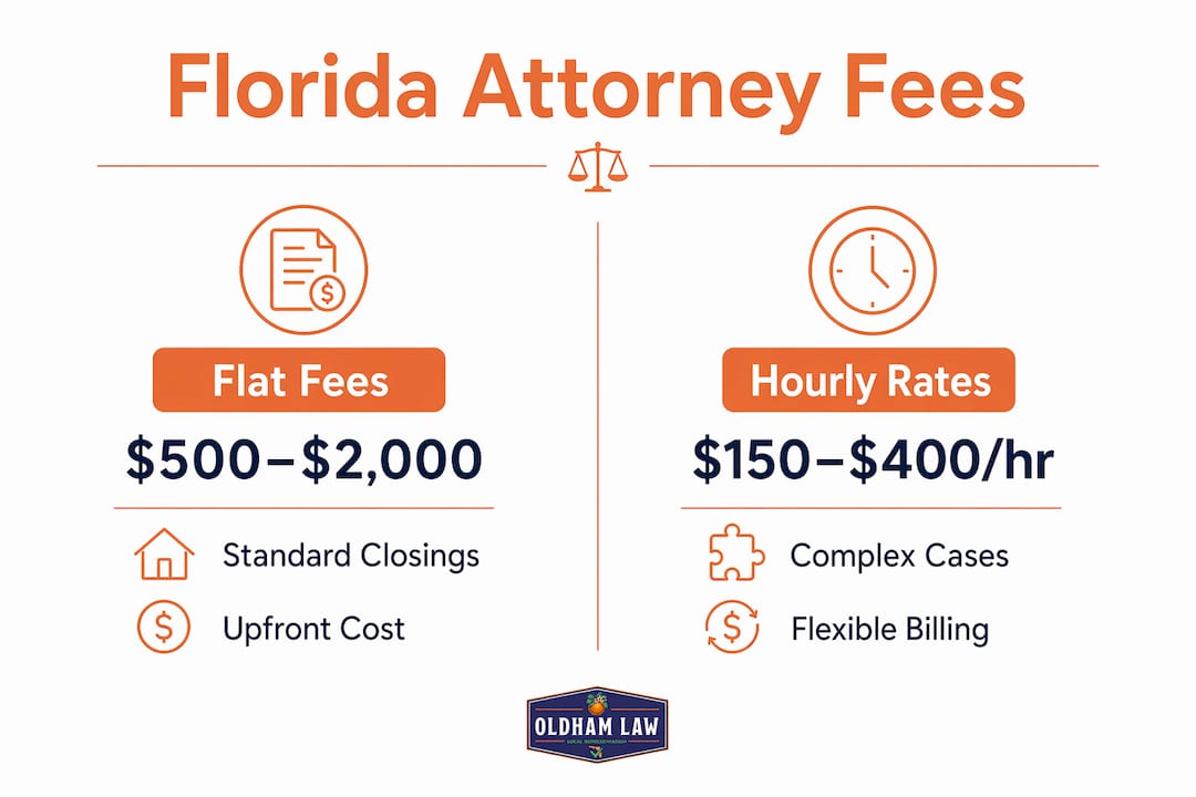 Infographic comparing Florida real estate attorney fee types