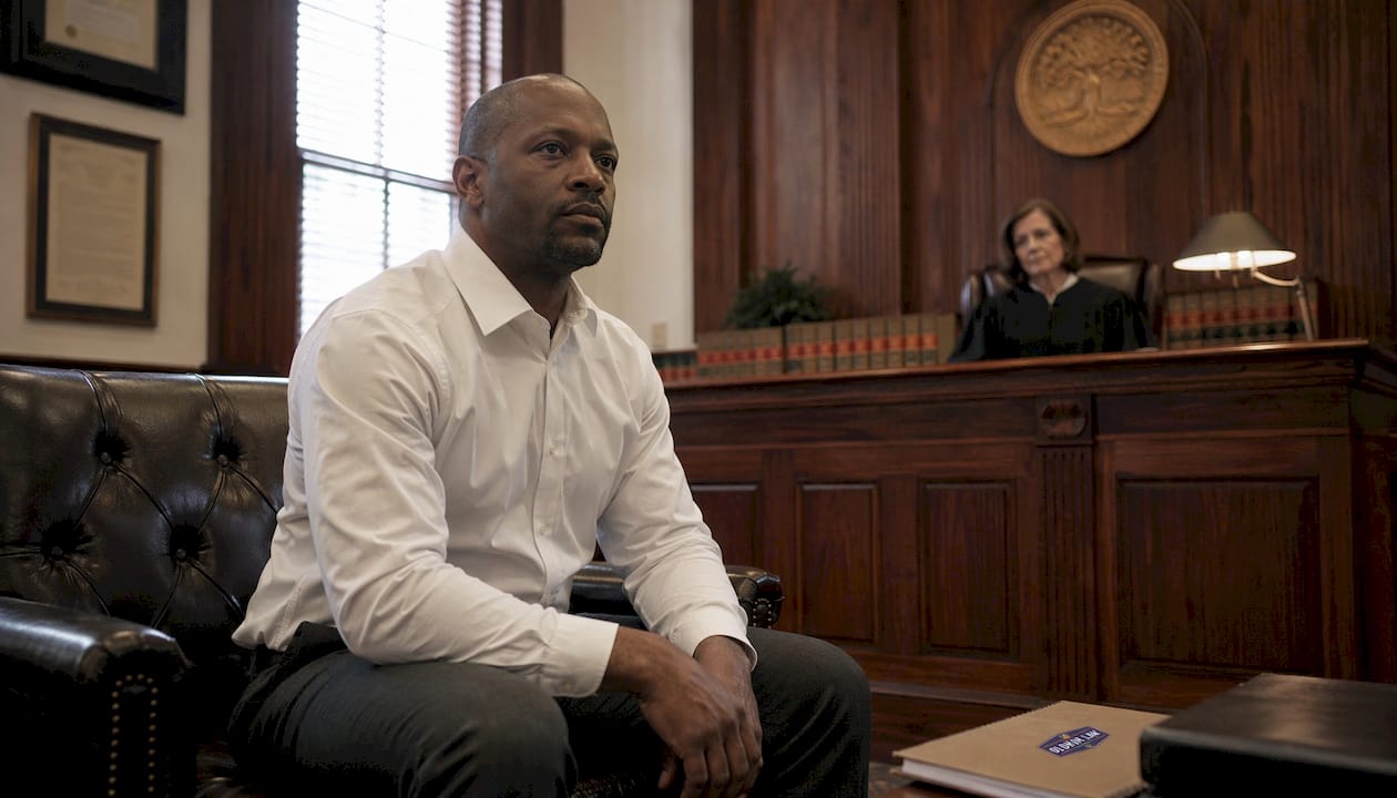 Probationer facing judge during hearing
