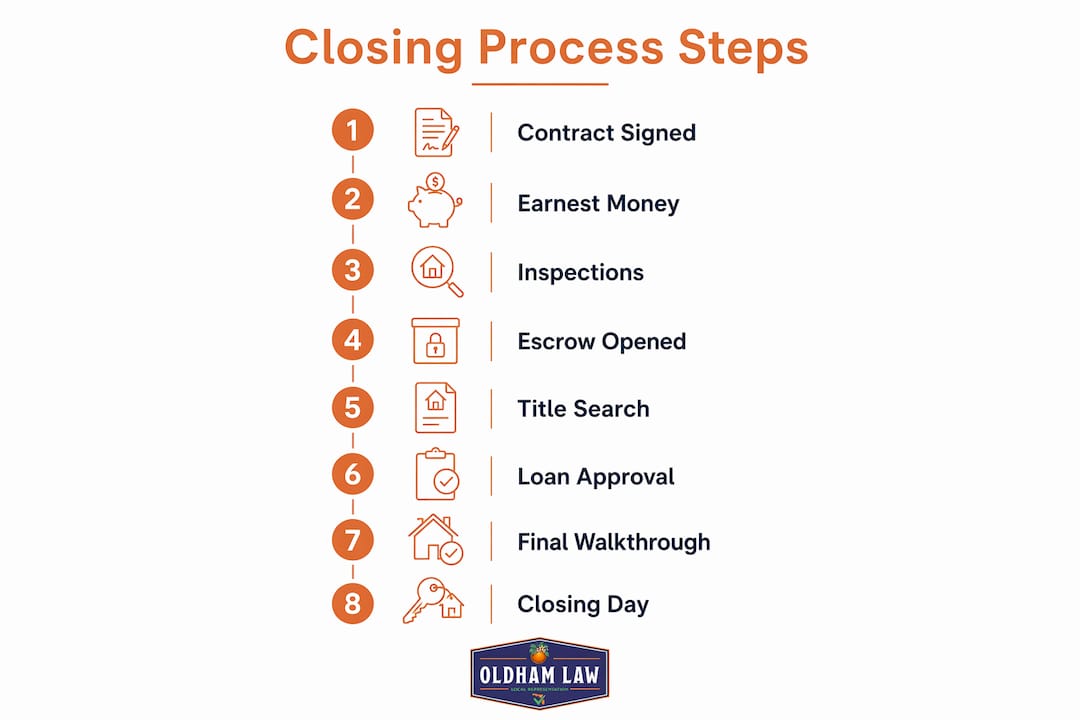 Infographic showing Florida closing steps