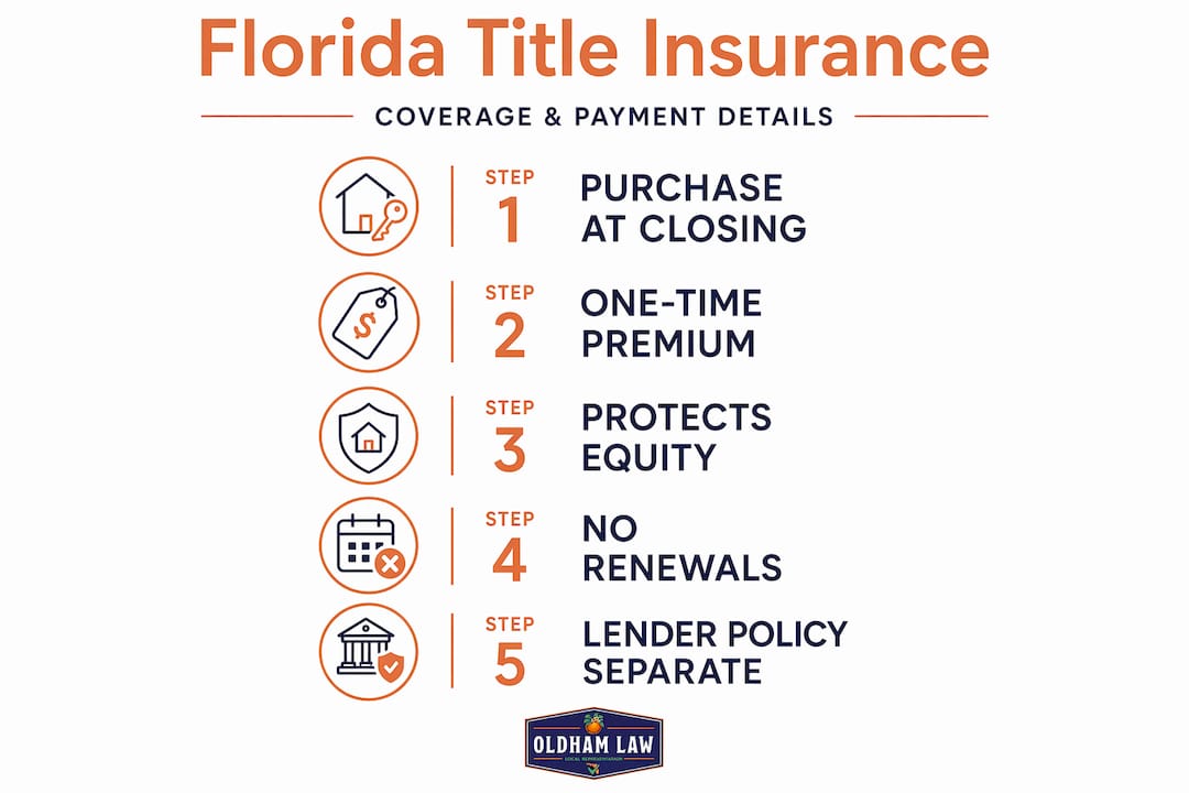Infographic showing Florida title insurance coverage steps