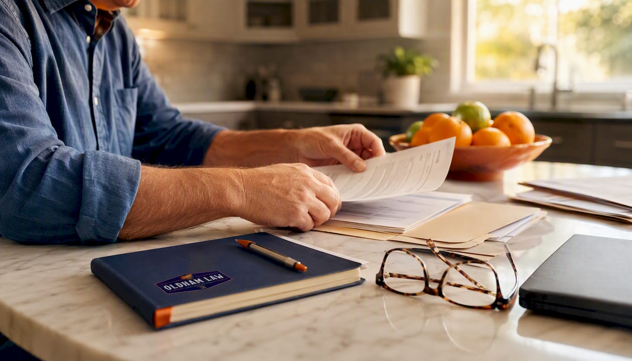 Hands organizing home deed and trust documents