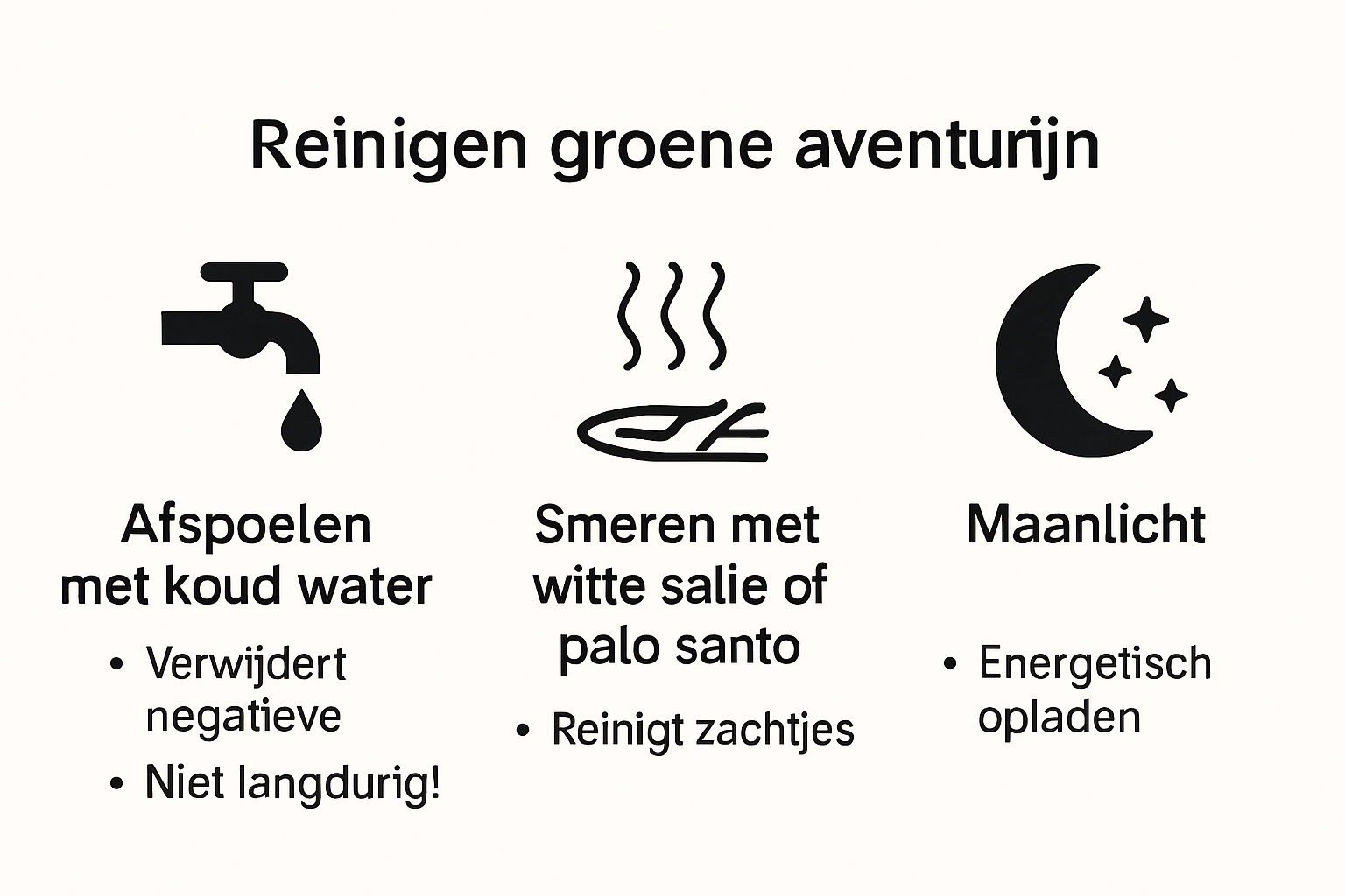 Groene aventurijn reinigen: water, rook, en maancharging methodes