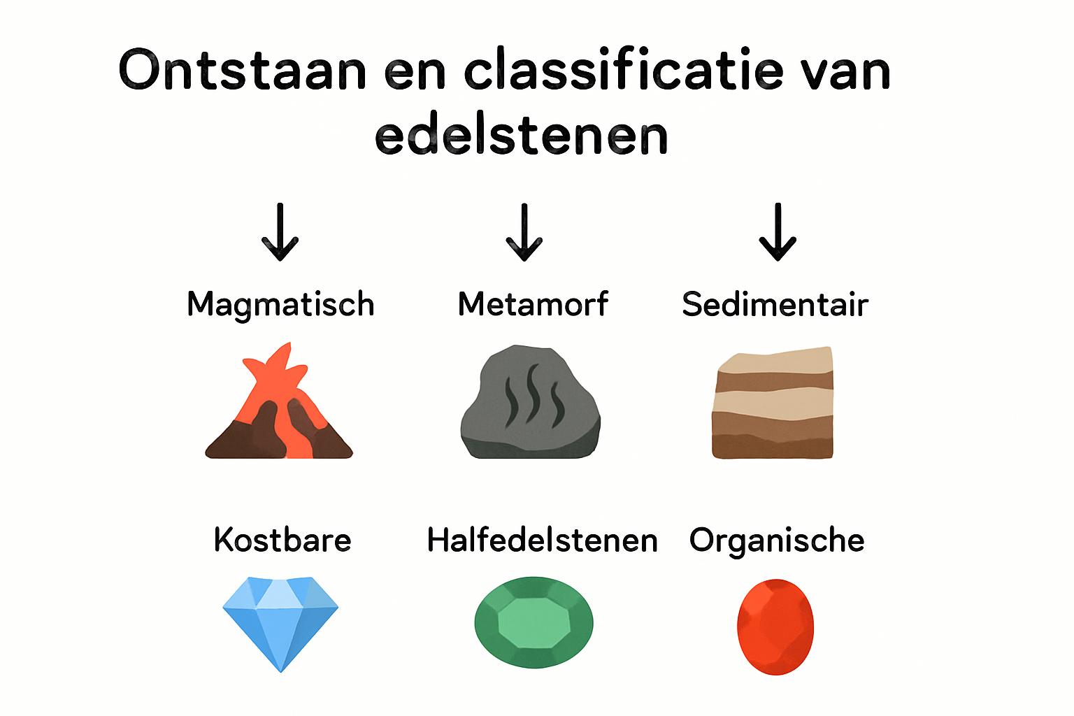 Infographic over ontstaan en types edelstenen