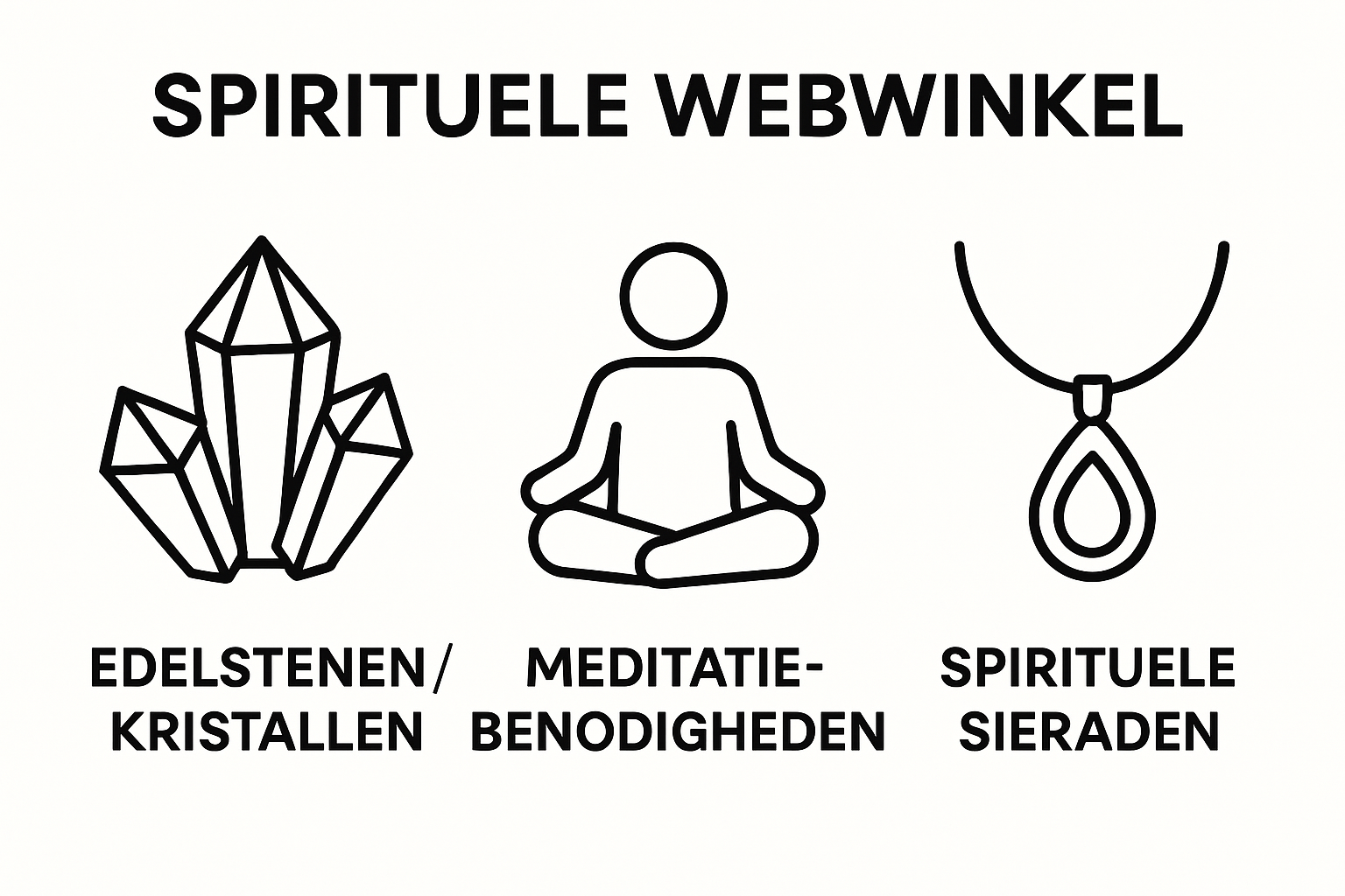 Drie hoofdproductcategorieën visualisatie spirituele webwinkel