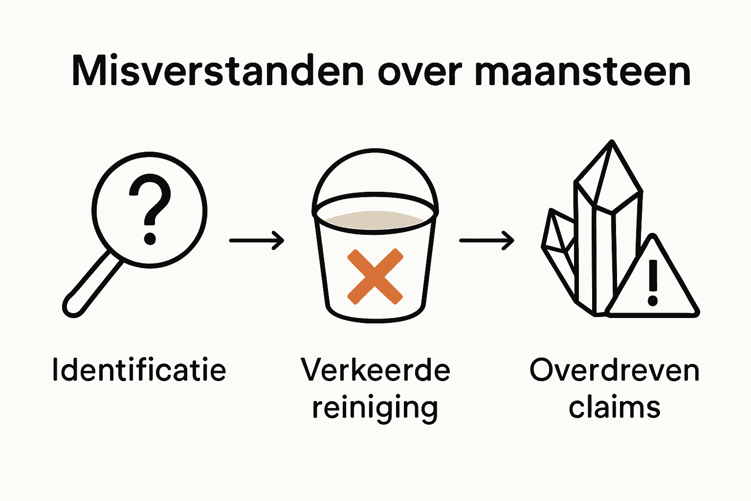 Infographic met drie veelvoorkomende misverstanden over maansteen