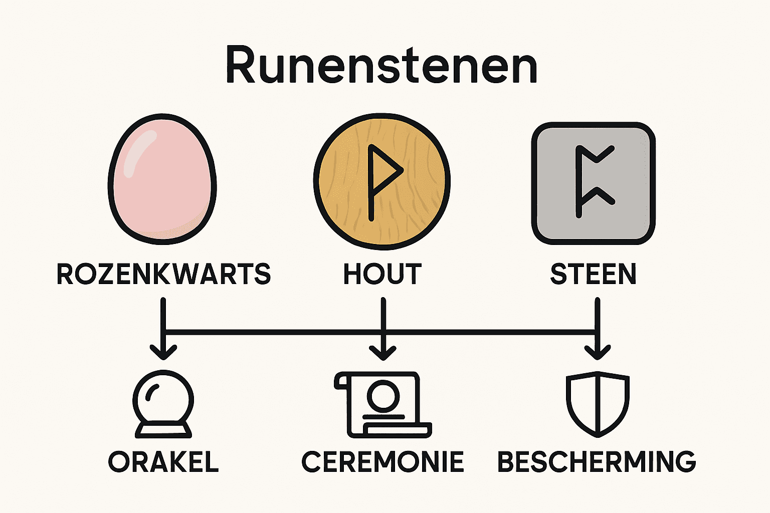 Vergelijking van runensteen materialen en toepassingen in drie panelen