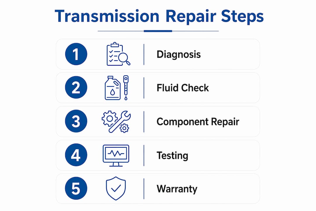 Infographic illustrating transmission repair process steps