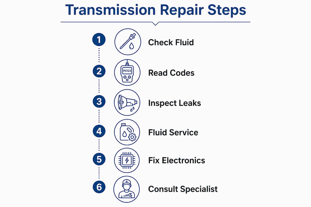 Infographic showing transmission repair process steps