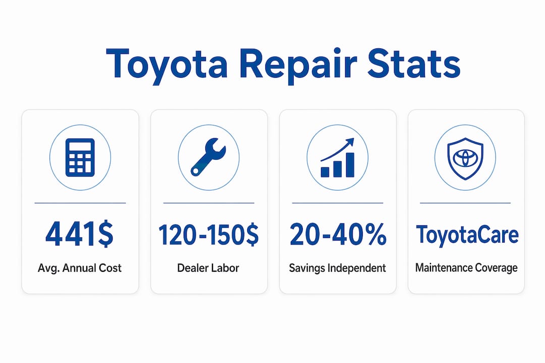 Infographic showing Toyota repair costs and savings statistics