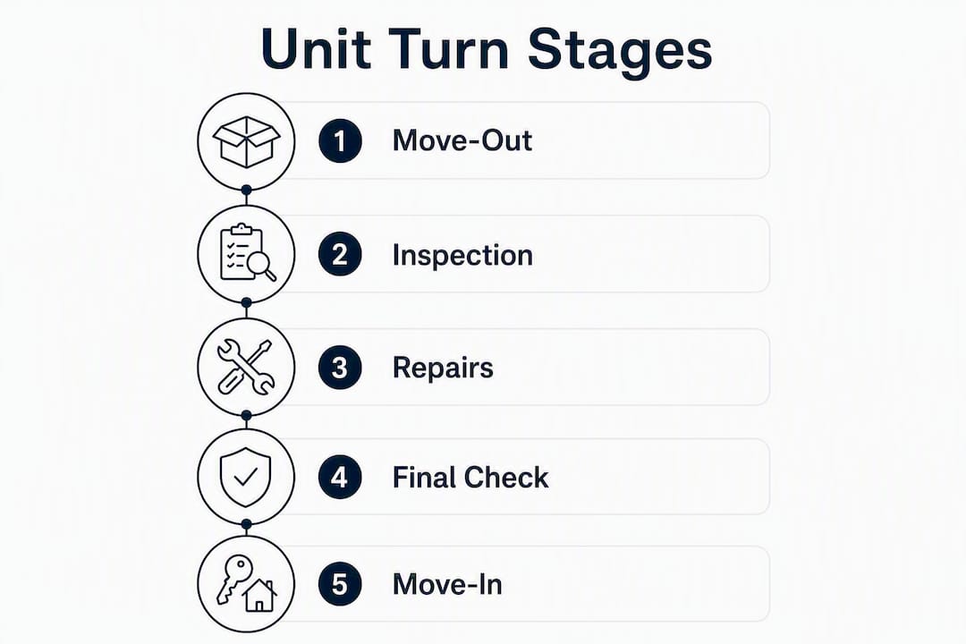 Infographic showing unit turn stages in property management