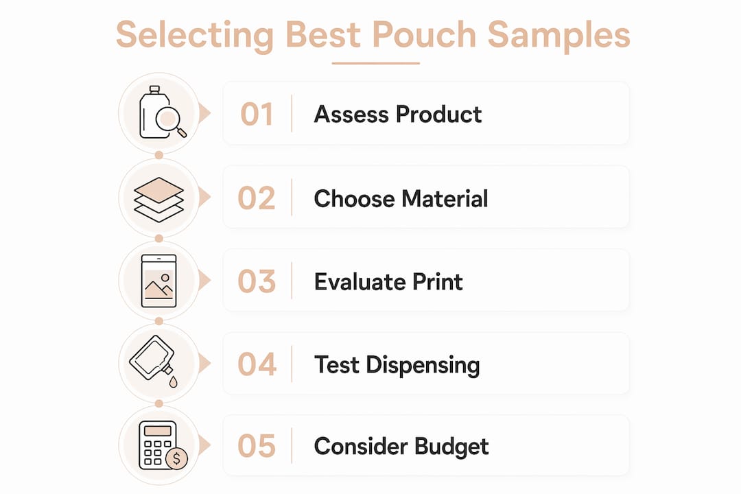 Infographic outlining steps to select best pouch samples