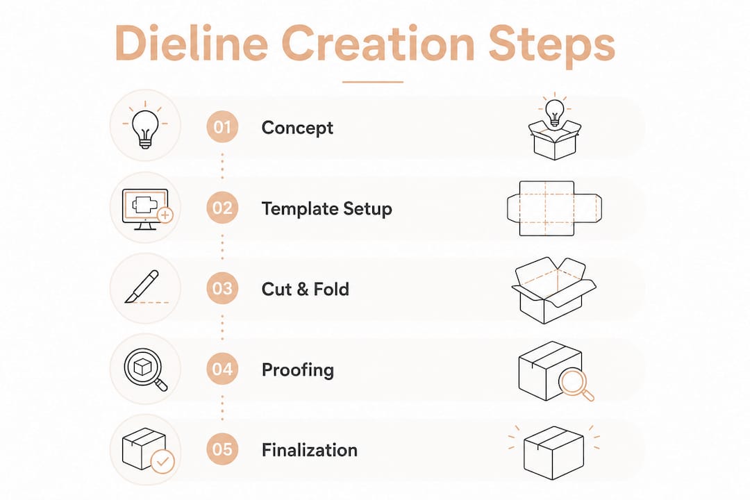 Infographic illustrating five key dieline creation steps