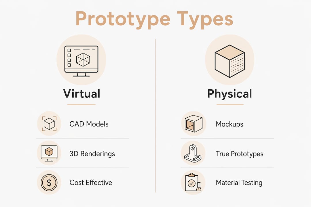 Infographic comparing virtual and physical packaging prototypes