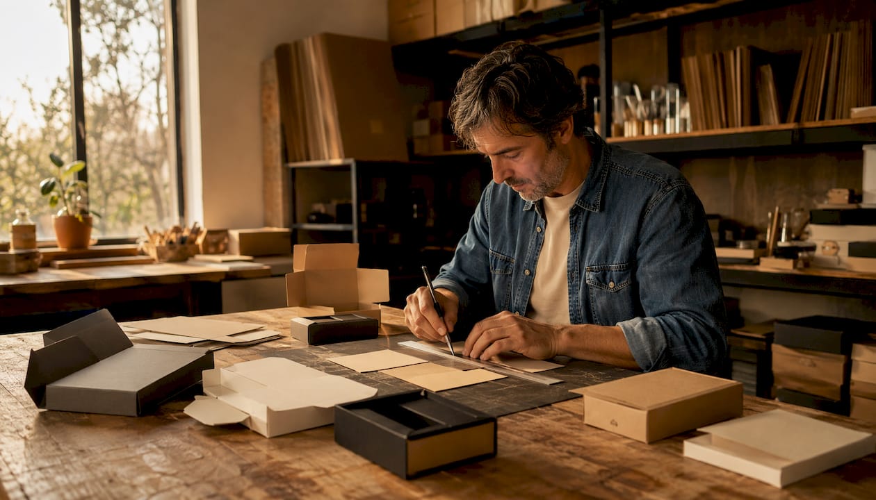 Hands assembling folding carton styles
