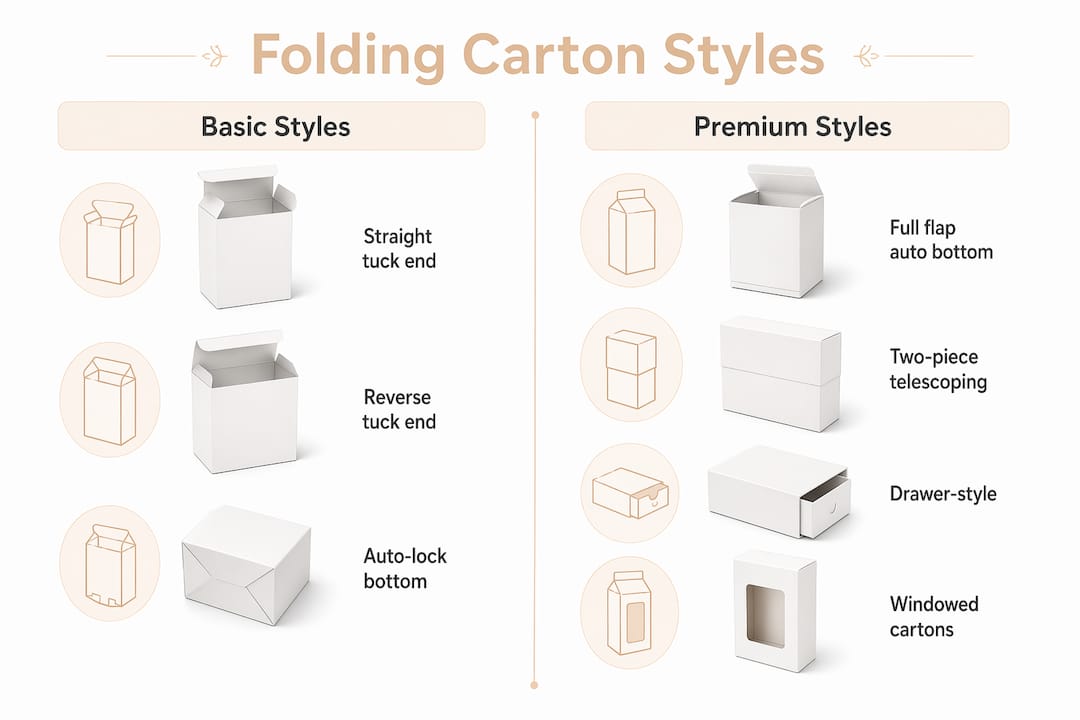 Infographic comparing folding carton styles