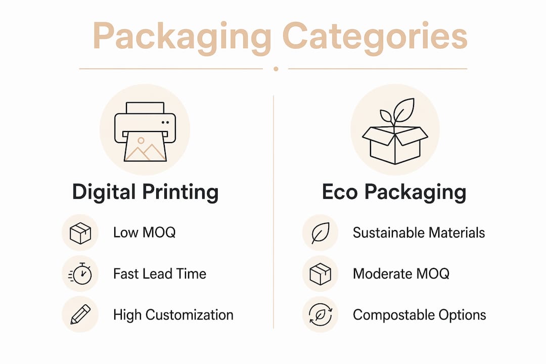 Infographic comparing packaging categories for e-commerce