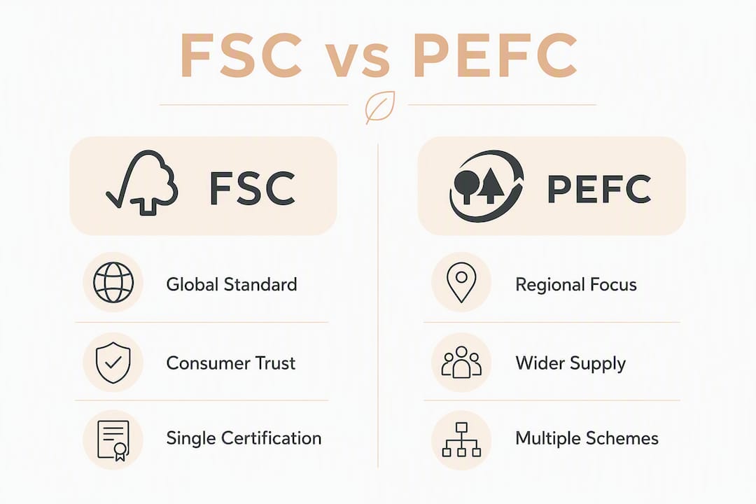 Infographic comparing FSC and PEFC certifications