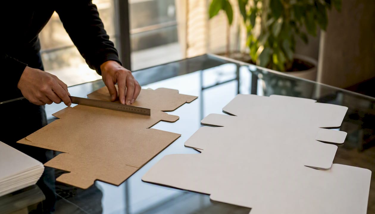 Kraft and SBS paperboard folding carton samples