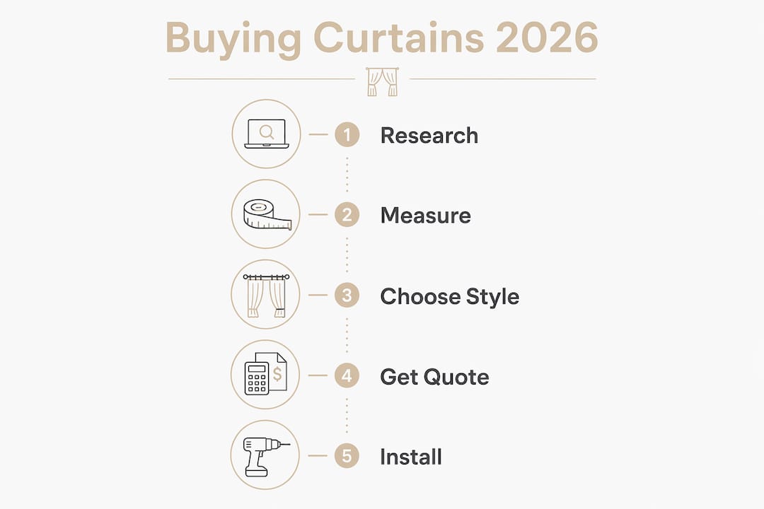 Infographic showing the curtain buying process steps