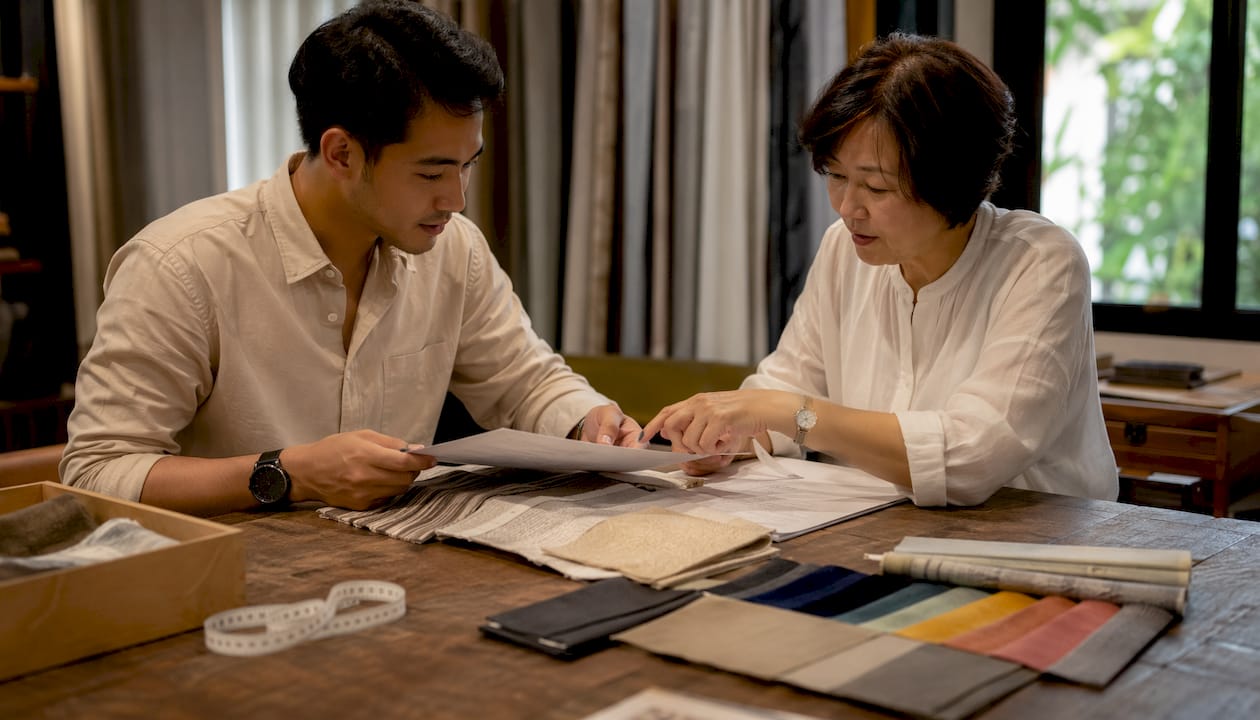 Customers comparing curtain pricing models