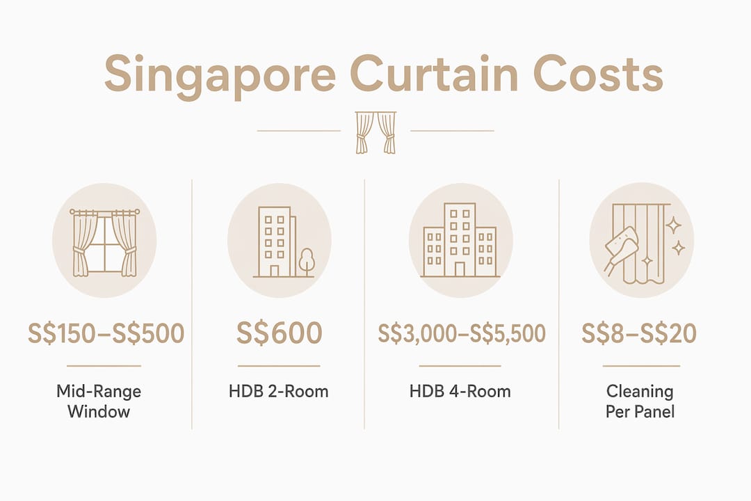 Infographic comparing cost ranges of curtains in Singapore