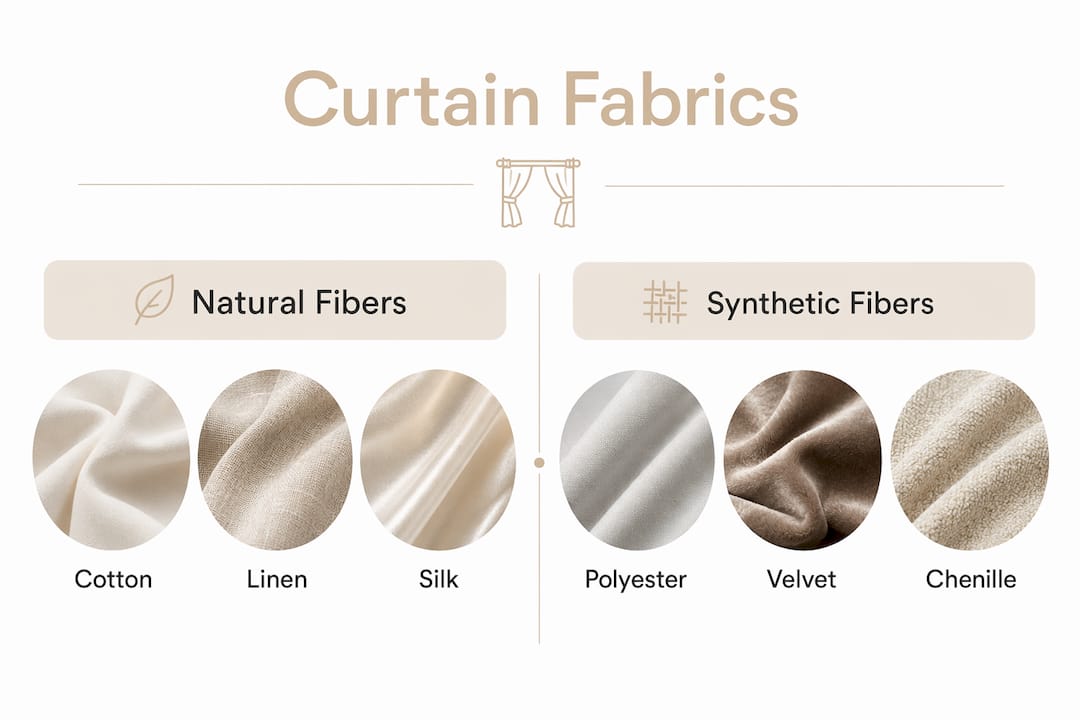 Infographic comparing natural and synthetic curtain fabrics