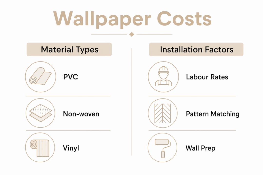 Infographic comparing wallpaper material and installation costs
