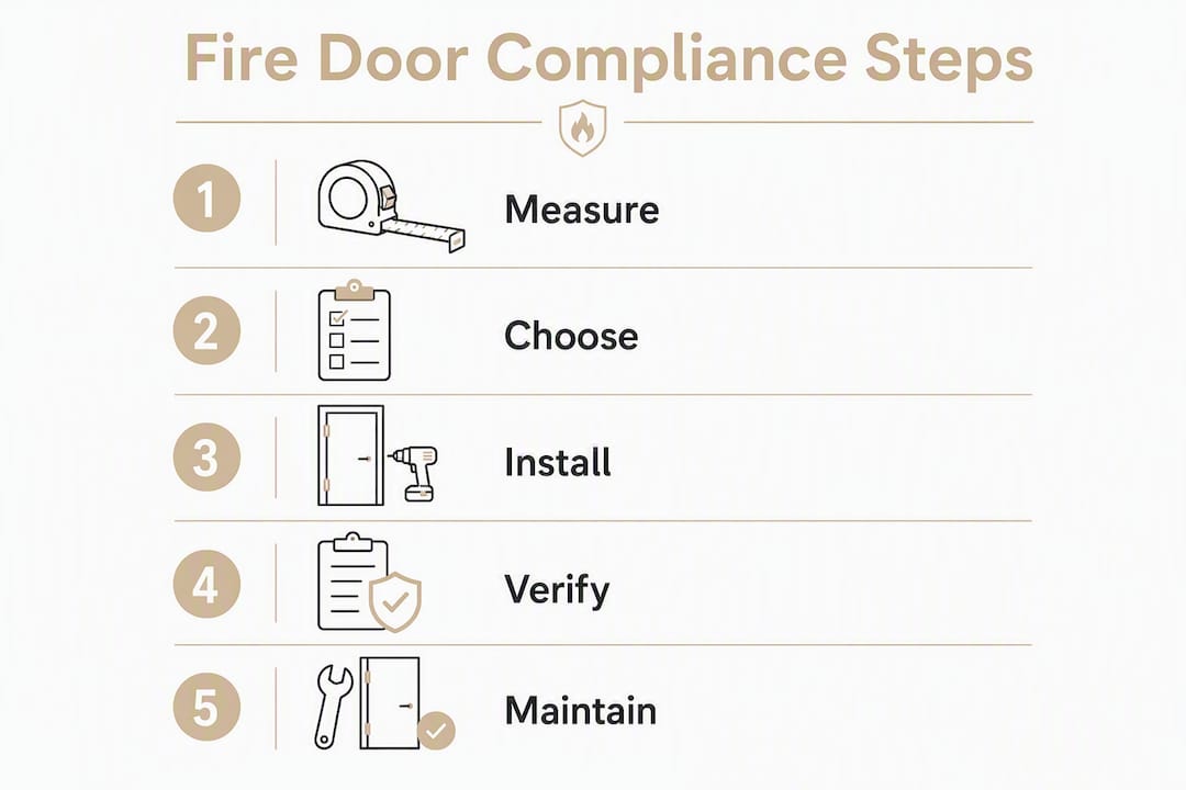Infographic showing fire door compliance process steps