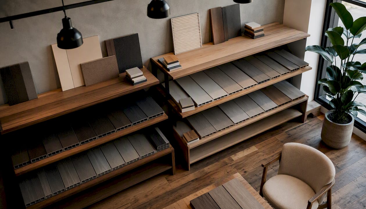 Showroom deck boards display comparison