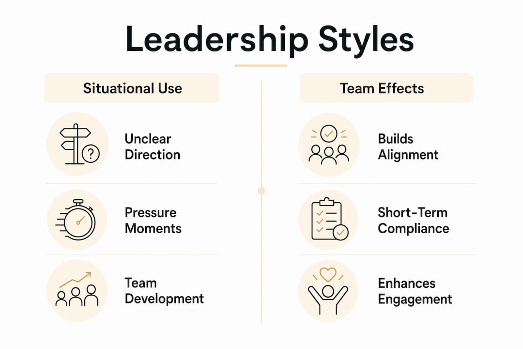 Infographic comparing leadership styles and impacts